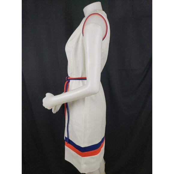 60s Belted Knit Dress Sz 10 Sleeveless Hob Nobber Stewardess Vintage Mod Sheath - Picture 6 of 11